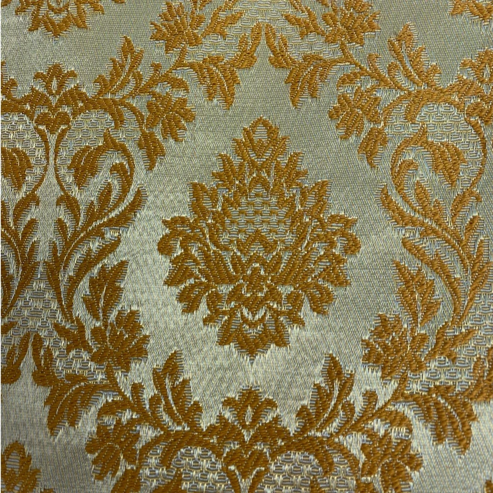 Vintage MCM Gold Damask Pinch Pleat Curtains 2 Panels 58x80 Mid Century Modern